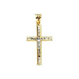 14K Gold Two Tone 14mm Crucifix Cross Pendant