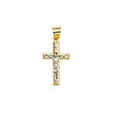 14K Gold Two Tone 10mm Crucifix Cross Pendant