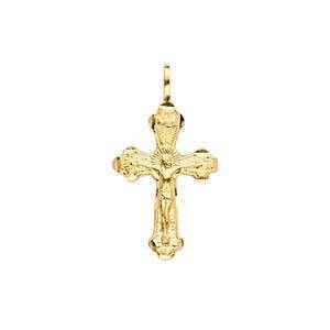 14K Gold Two Tone 14mm Crucifix Cross Pendant