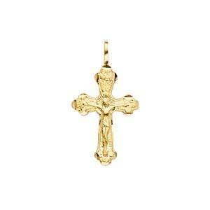 14K Gold Two Tone 14mm Crucifix Cross Pendant - silverdepot
