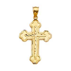 14K Yellow Gold 26mm Cross Pendant