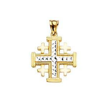 Load image into Gallery viewer, 14K Two Tone 18mm Jerusalem Cross Pendant