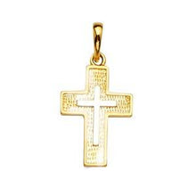 Load image into Gallery viewer, 14K Two Tone 15mm Cross Pendant