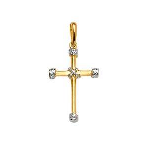 14K Two Tone 12mm Cross Pendant