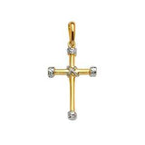 14K Two Tone 12mm Cross Pendant