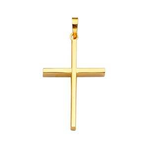 14K Yellow Gold 19mm Cross Pendant