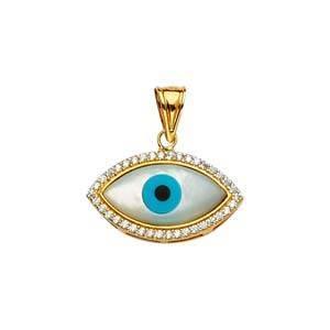 14K MOP? 20mm Evil Eye Pendant - silverdepot