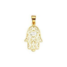 Load image into Gallery viewer, 14K Two Tone 11mm Hamsa Pendant