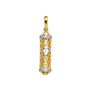 14K Two Tone 5mm Mezuzan Pendant