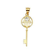 Load image into Gallery viewer, 14K Two Tone 9mm Hamsa Key Pendant