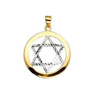 14K Two Tone 21mm Star of David Pendant