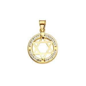 14K Gold 15mm Star of David CZ Pendant - silverdepot