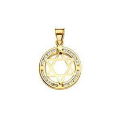 14K Gold 15mm Star of David CZ Pendant