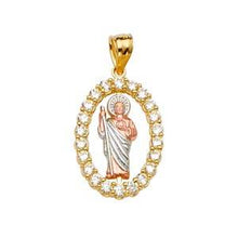 Load image into Gallery viewer, 14k Tri Color Gold 15mm CZ San Judas Pendant