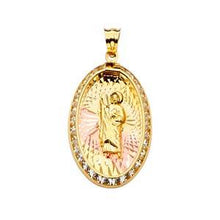 Load image into Gallery viewer, 14k Tri Color Gold 15mm CZ San Judas Medal Pendant