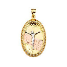 Load image into Gallery viewer, 14k Tri Color Gold 15mm Jesus Medal Pendant