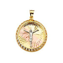 Load image into Gallery viewer, 14k Tri Color Gold 21mm Jesus Medal Pendant