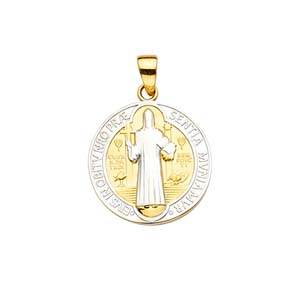 14k Two Tone Gold 16mm San Benito Medal Pendant