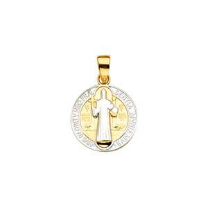 14k Two Tone Gold 13mm San Benito Medal Pendant