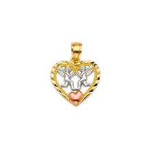 Load image into Gallery viewer, 14k Tri Color Gold 13mm Heart Pendant With Angeles