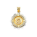 14k Two Tone Gold 19mm CZ Baptism Medal Pendant