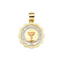 Load image into Gallery viewer, 14k Tri Color Gold 17mm Primera Communion Pendant