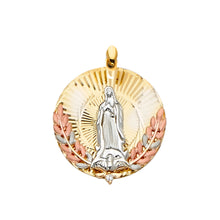 Load image into Gallery viewer, 14K Tri Color 25mm Religious Guadalupe Pendant