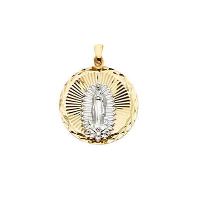 14K Two Tone 19mm Religious Guadalupe Medal Pendant