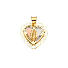 Load image into Gallery viewer, 14K Tri Color 17mm CZ Religious Guadalupe Medal Pendant - silverdepot