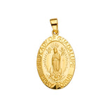 14K Yellow Gold 15mm Religious Guadalupe Medal Pendant