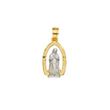 Load image into Gallery viewer, 14K Two Tone 10mm Religious Guadalupe Medal Pendant