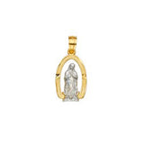14K Two Tone 10mm Religious Guadalupe Medal Pendant