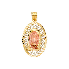 Load image into Gallery viewer, 14K Tri Color 20mm Religious Guadalupe Pendant
