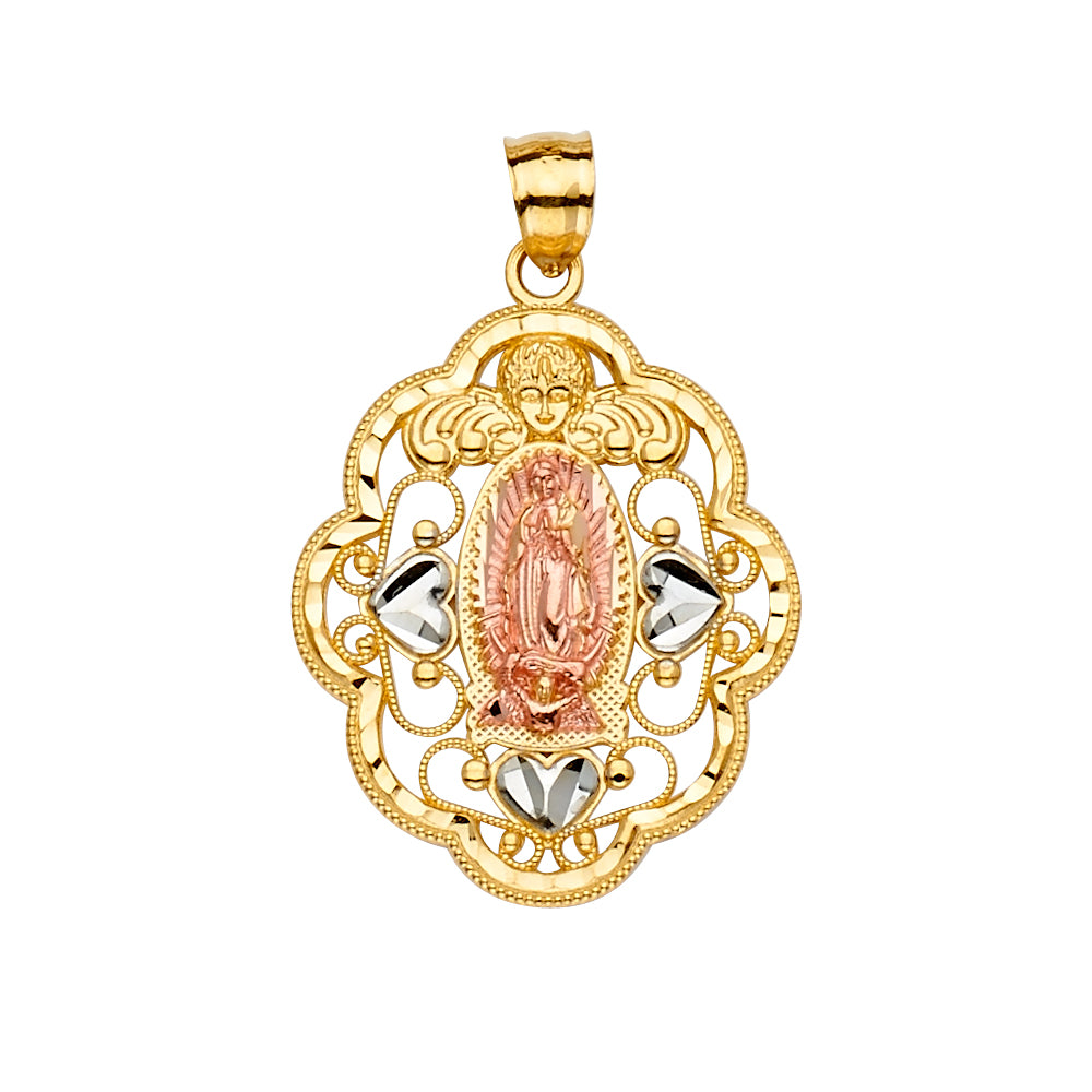 14KTri Color 26mm Religious Guadalupe Pendant