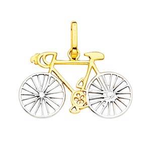 14K Two Tone 24mm Bicycle Pendant