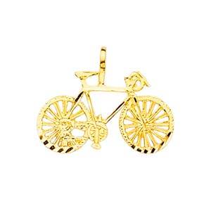 14K Yellow Gold 21mm Bicycle Pendant
