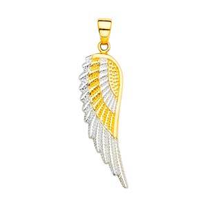 14K Two Tone 9mm Wing Pendant