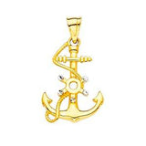 14K Yellow Gold 14mm Anchor Pendant