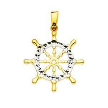 Load image into Gallery viewer, 14K Two Tone 14mm Boat Wheel Pendant