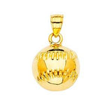 14K Yellow Gold 14mm Baseball Pendant