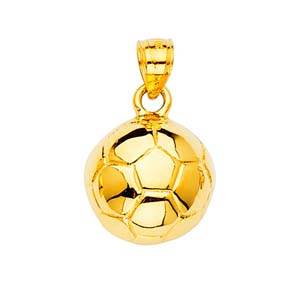 14K Yellow Gold 14mm Soccer Ball Pendant