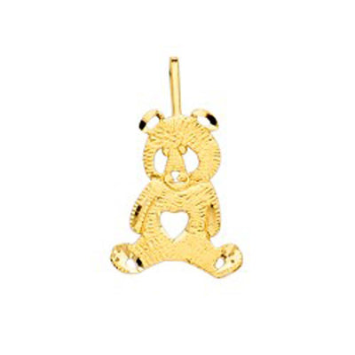 14K Yellow Gold 12mm Bear Pendant