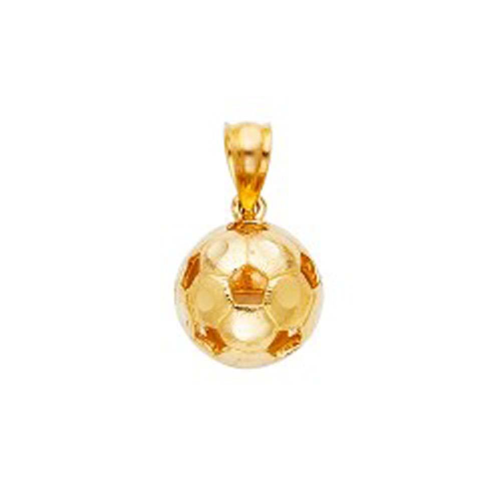 14K Yellow Gold 13mm Soccer Ball Pendant