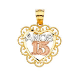 14K Tri Color 18mm 15 Years Pendant