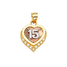Load image into Gallery viewer, 14K Tri Color 12mm CZ 15 Years Pendant - silverdepot