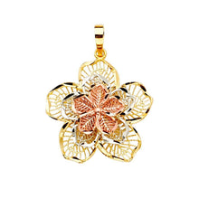 Load image into Gallery viewer, 14K Gold 23mm Tri Color Filigree Flower Pendant - silverdepot
