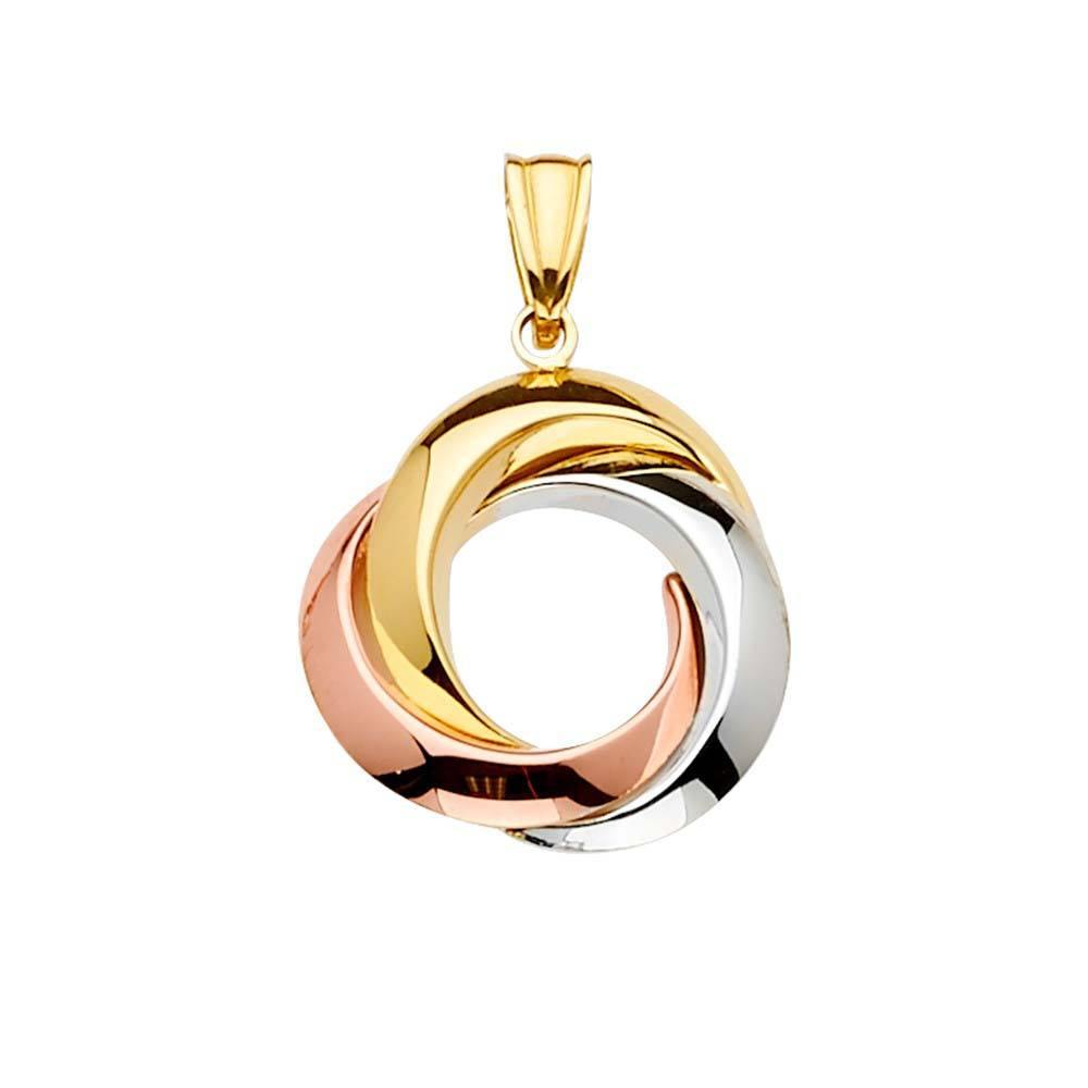 14K Gold 20mm Tri Color 3Round Infinity Pendant - silverdepot