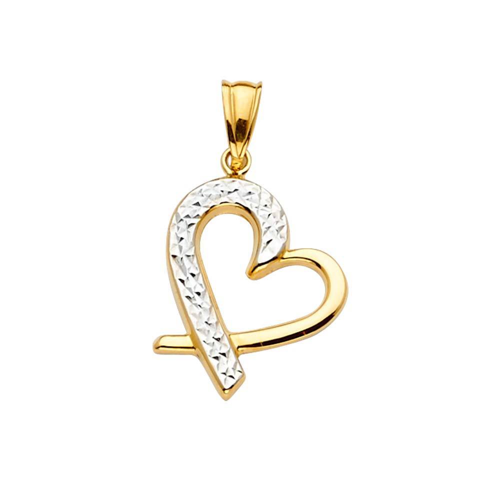14K Yellow Gold 15mm Two Tone Pendant