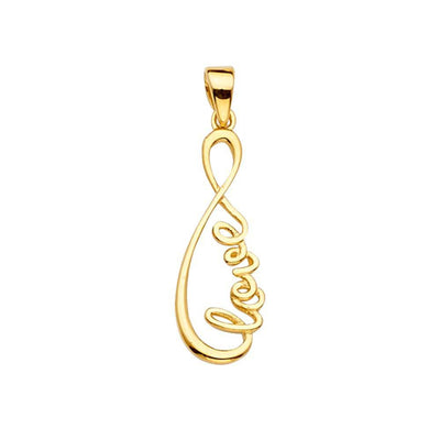 14K Yellow Gold 9mm Love Infinity Pendant