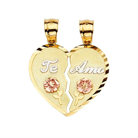 14K Gold 25mm Tri Color Te-Amo Pendant